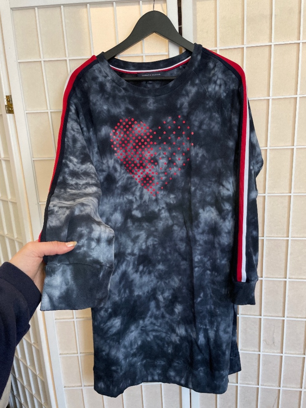 Tommy Hilfiger T shirt dress long sleeves crew neck knee length Medium